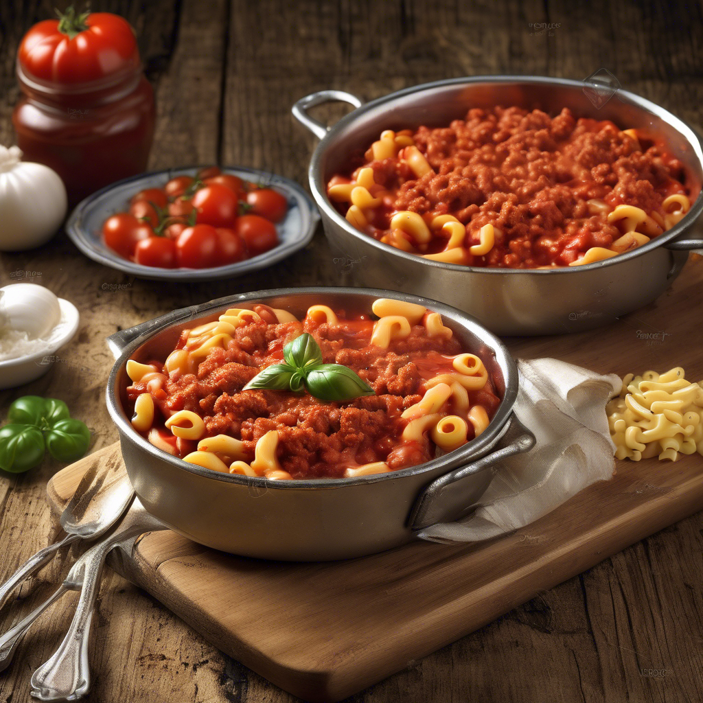Macarrones con tomate y carne picada