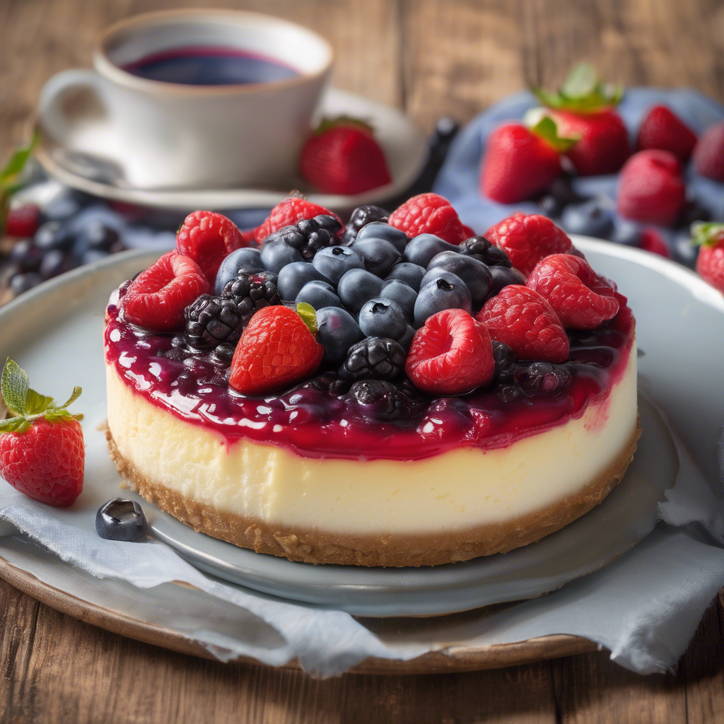 Tarta de queso al horno con frutos rojos