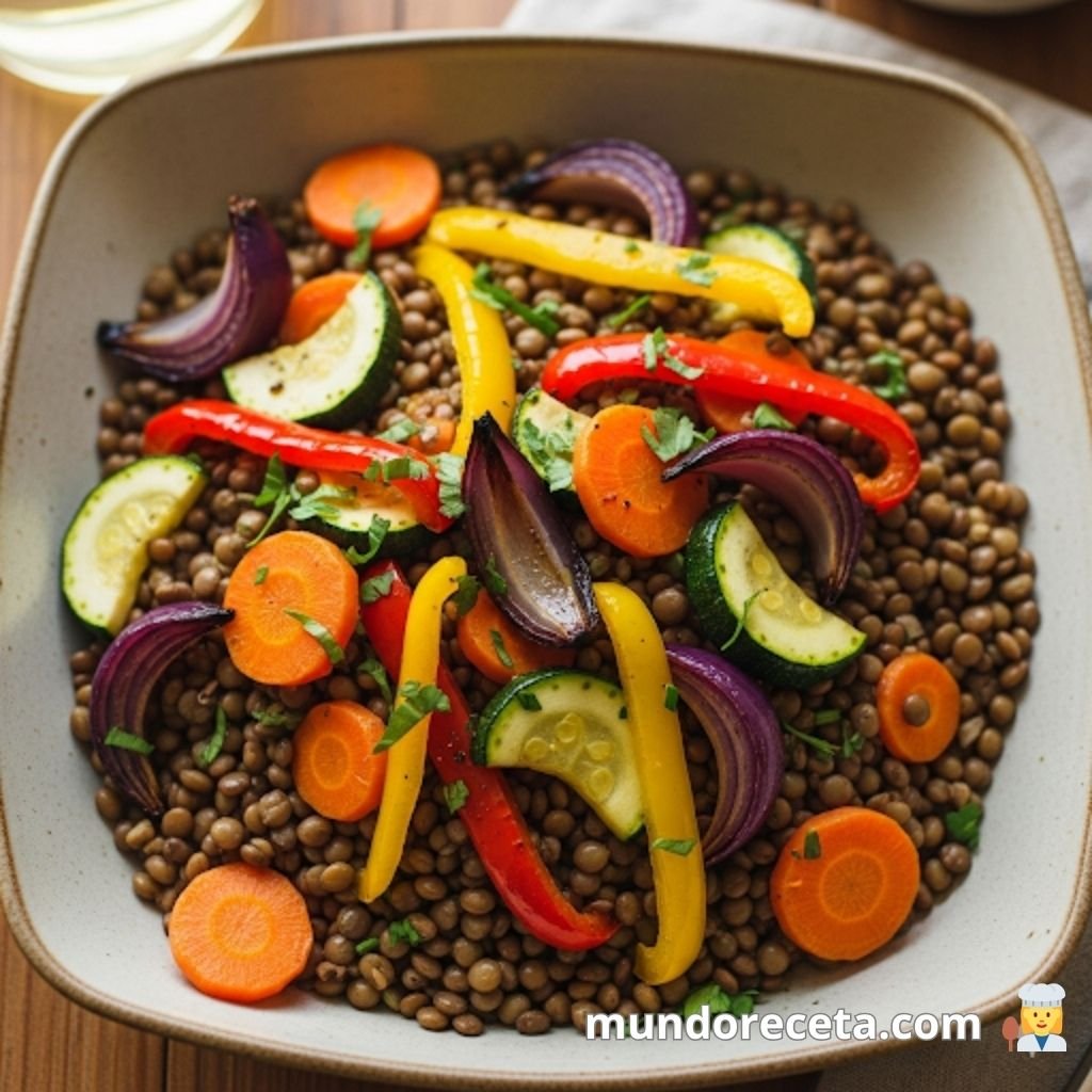 Ensalada Templada de Lentejas y Verduras Asadas