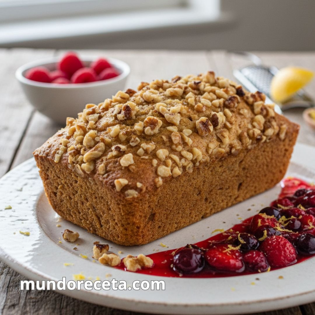 Bizcocho de limón con salsa de frutos rojos