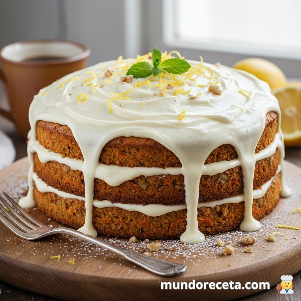 Cómo preparar un delicioso bizcocho de zanahoria con queso crema y glaseado de limón, una receta fácil y sabrosa que combina dulzura