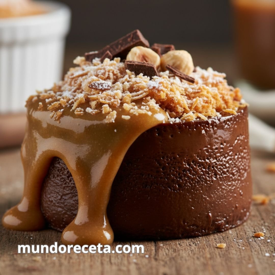 Flan de chocolate con crema de avellanas
