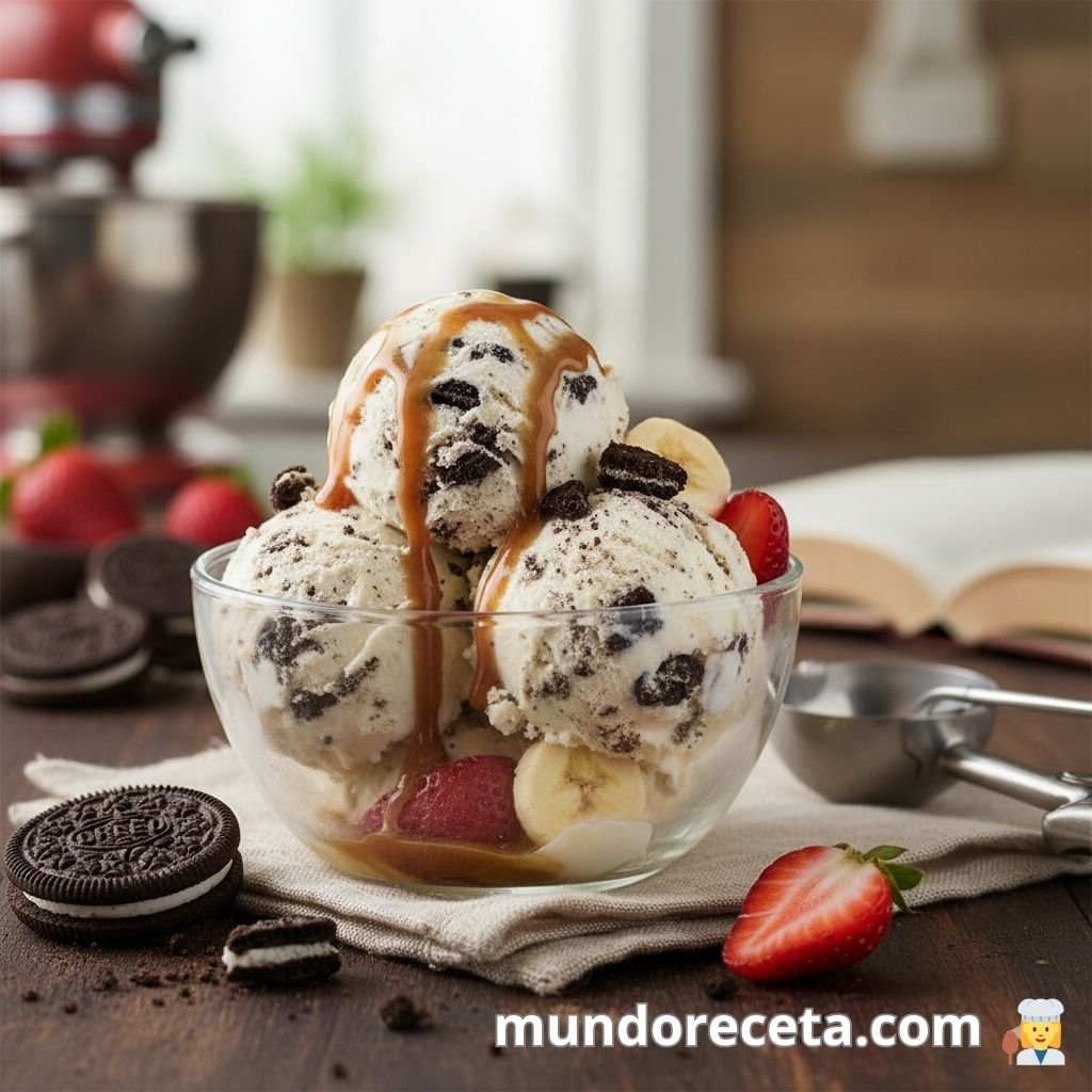 La receta definitiva para un helado de Oreo cremoso y fácil. ¡Solo necesitas 3 ingredientes básicos y un congelador para un resultado profesional!
