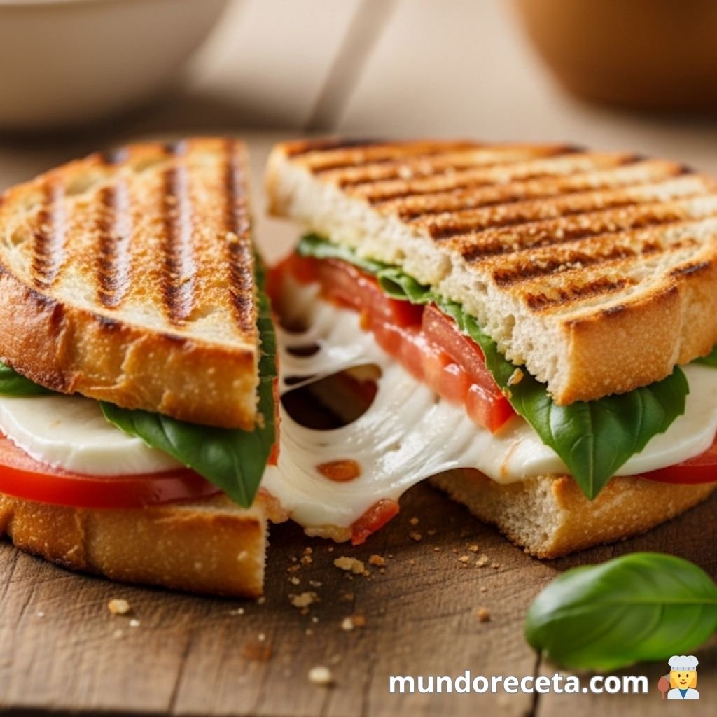 Panini Caprese de Tomate, Mozzarella y Albahaca