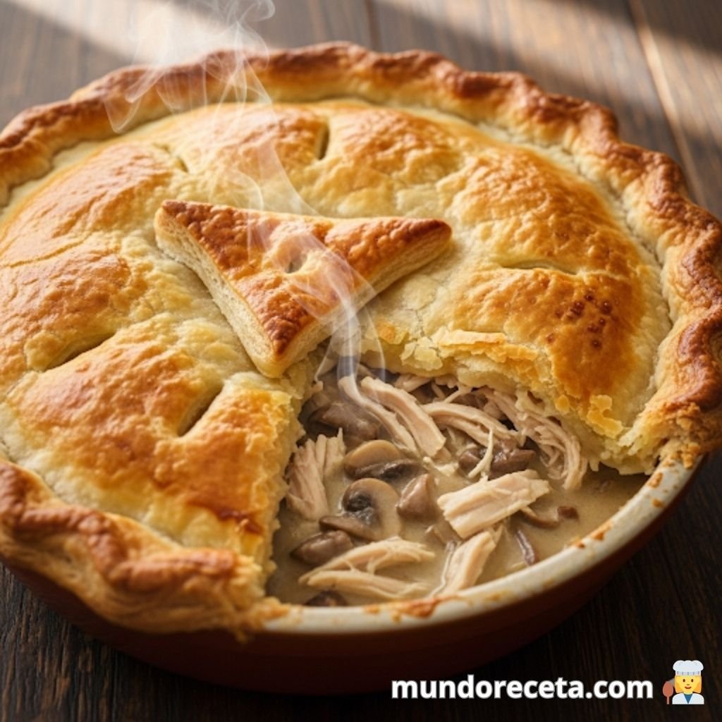 Pastel de Pollo y Champiñones con Tapa de Hojaldre