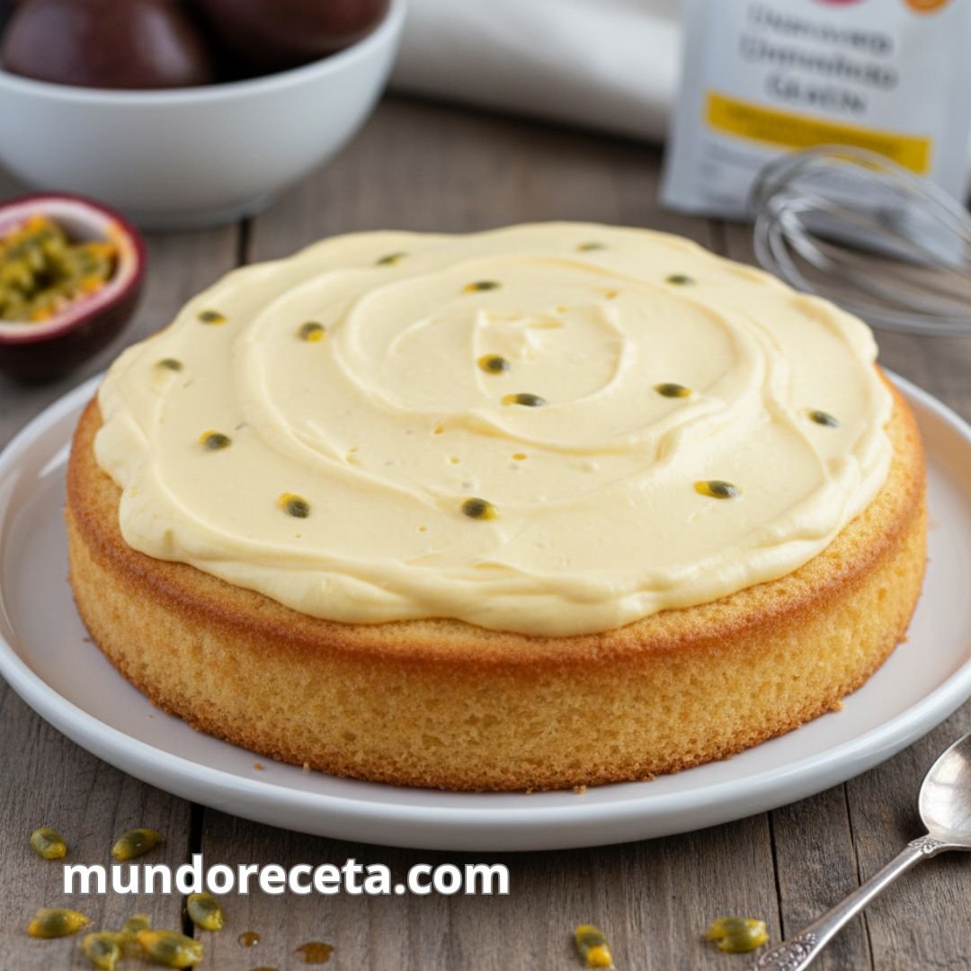 Bizcocho de Vainilla con Mousse de Maracuyá