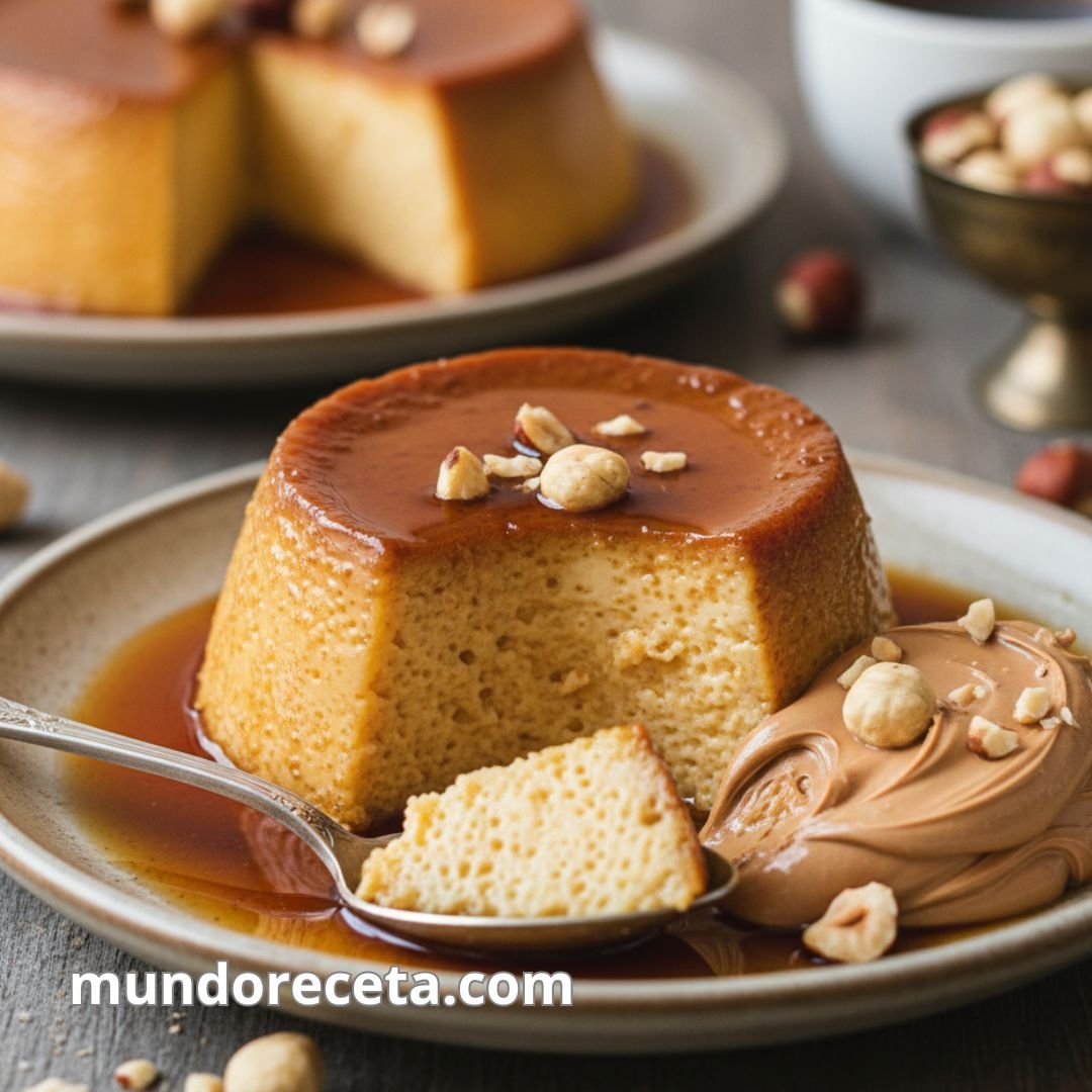 flan de café con crema de avellanas