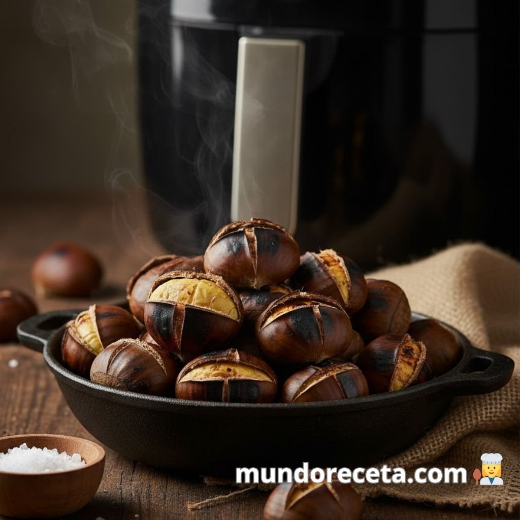 Descubre cómo preparar unas castañas asadas en freidora de aire perfectas, sin humo ni complicaciones, manteniendo todo su sabor otoñal en cada bocado.